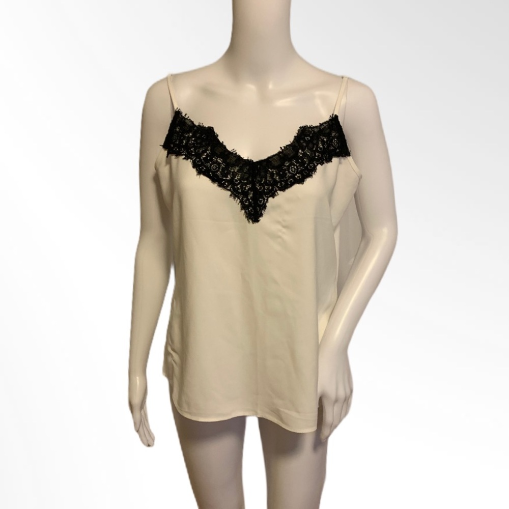 Ann Taylor black and white lace trimmed camisole